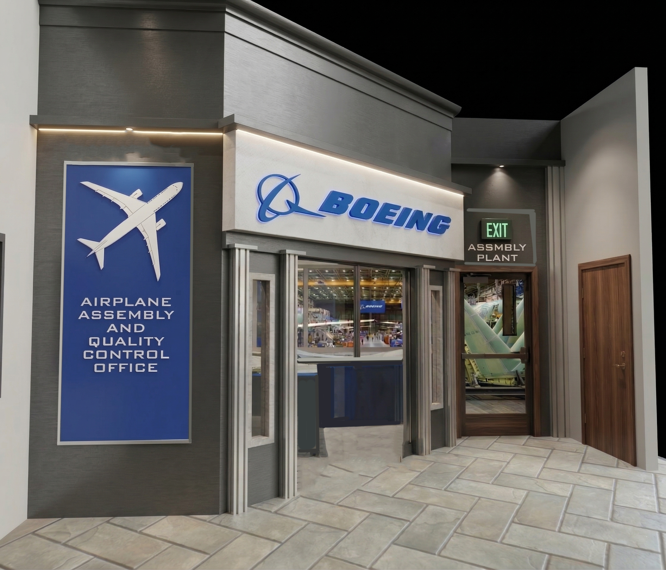 Boeing Airplane Assembly and Quality Control Office storefront entrance