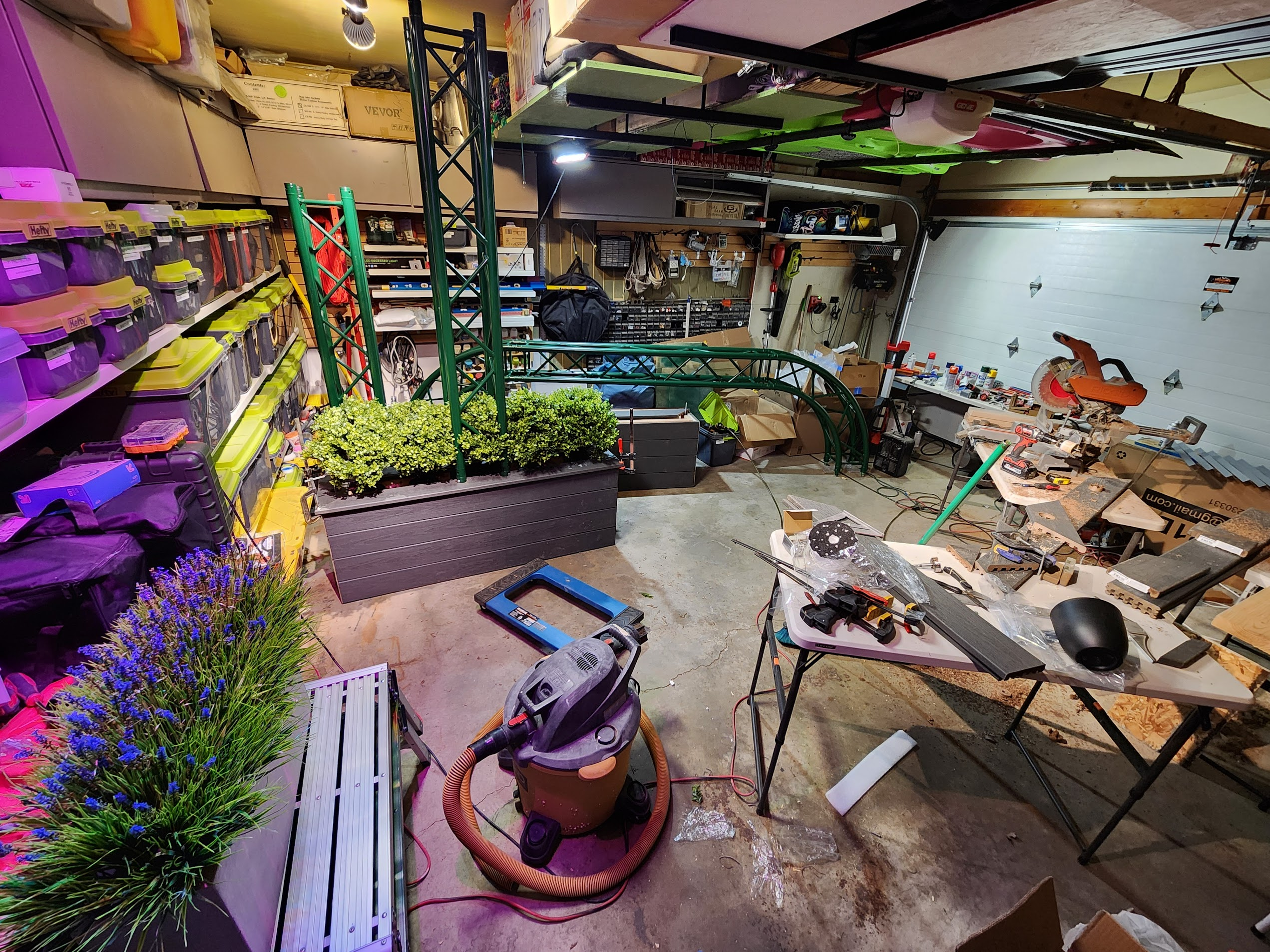 The arch and planters under fabrication in Treble20’s shop